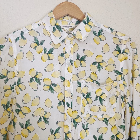 NWT BeachLunchLounge Alanna Lemon Print Light Weight L/S Button Front Shirt sz S - Picture 4 of 8